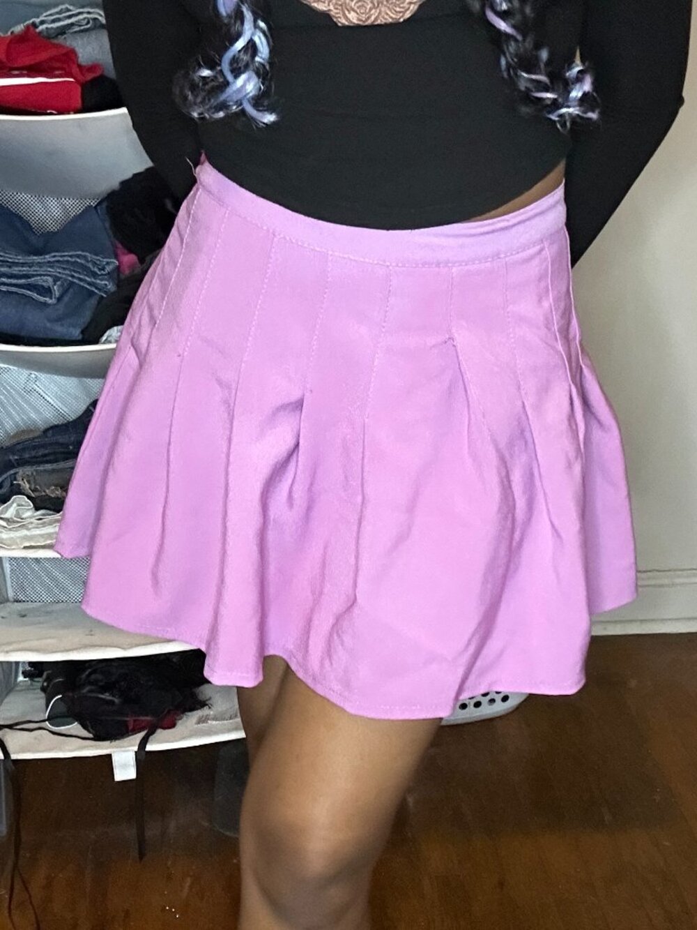 Lilac Pleated Mini Slater Skirt
